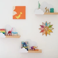 Cloud Metal and Wood Wall Shelf