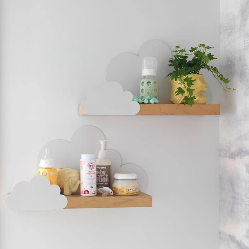 Cloud Metal and Wood Wall Shelf