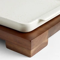 Calistoga Ceramic Sheet Pan Serving Dish with Wooden Footed Trivet by Gaby Dalkin
