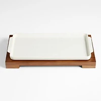 Calistoga Ceramic Sheet Pan Serving Dish with Wooden Footed Trivet by Gaby Dalkin