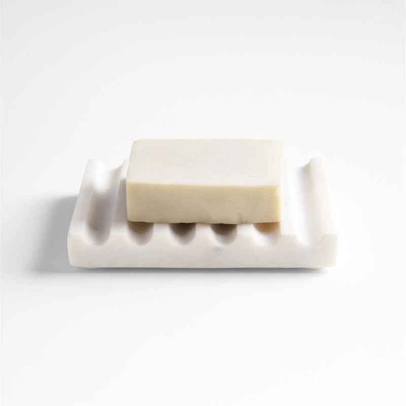 Fluted Marble Soap Dish in Alabaster by Gaby Dalkin