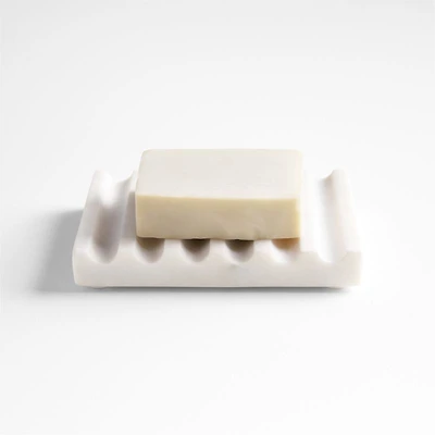 Fluted Marble Soap Dish in Alabaster by Gaby Dalkin