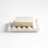 Fluted Marble Soap Dish in Alabaster by Gaby Dalkin