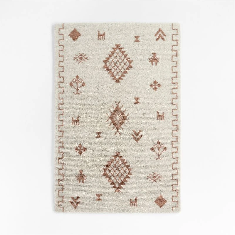 Gabey Figures Wool Pink Kids Area Rug 5'x8'