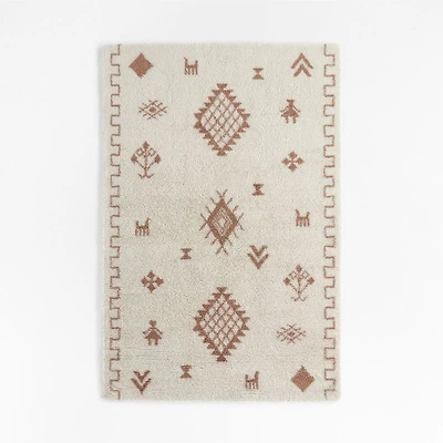 Gabey Figures Wool Pink Kids Area Rug 5'x8'