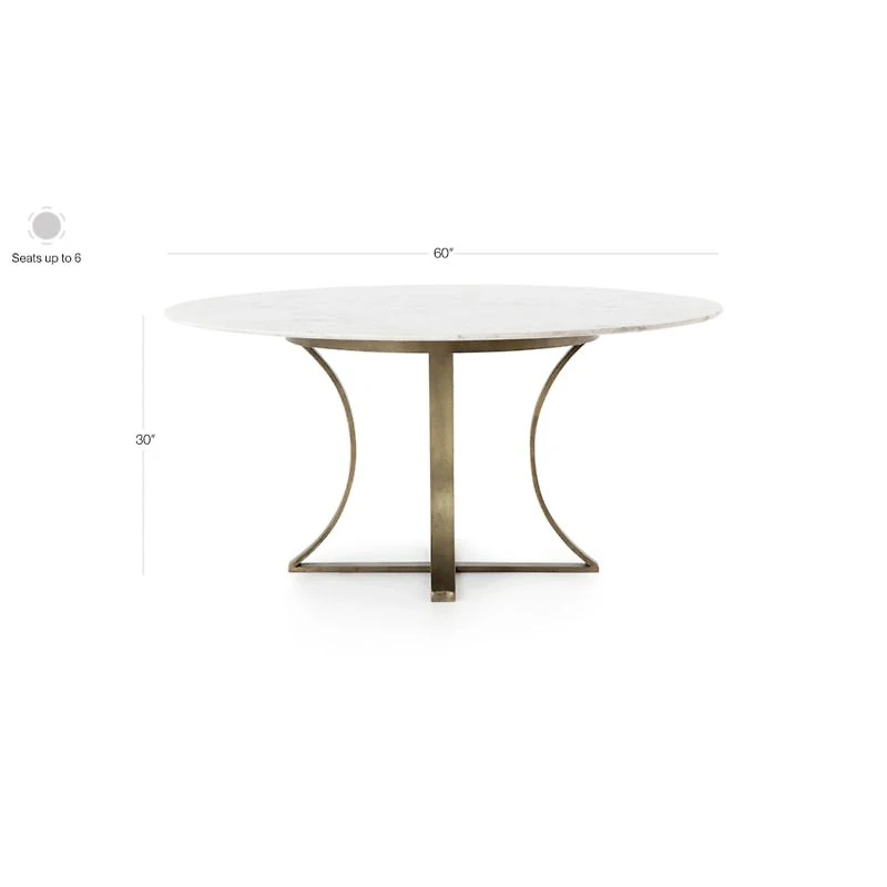 Damen 60" White Marble Top Dining Table