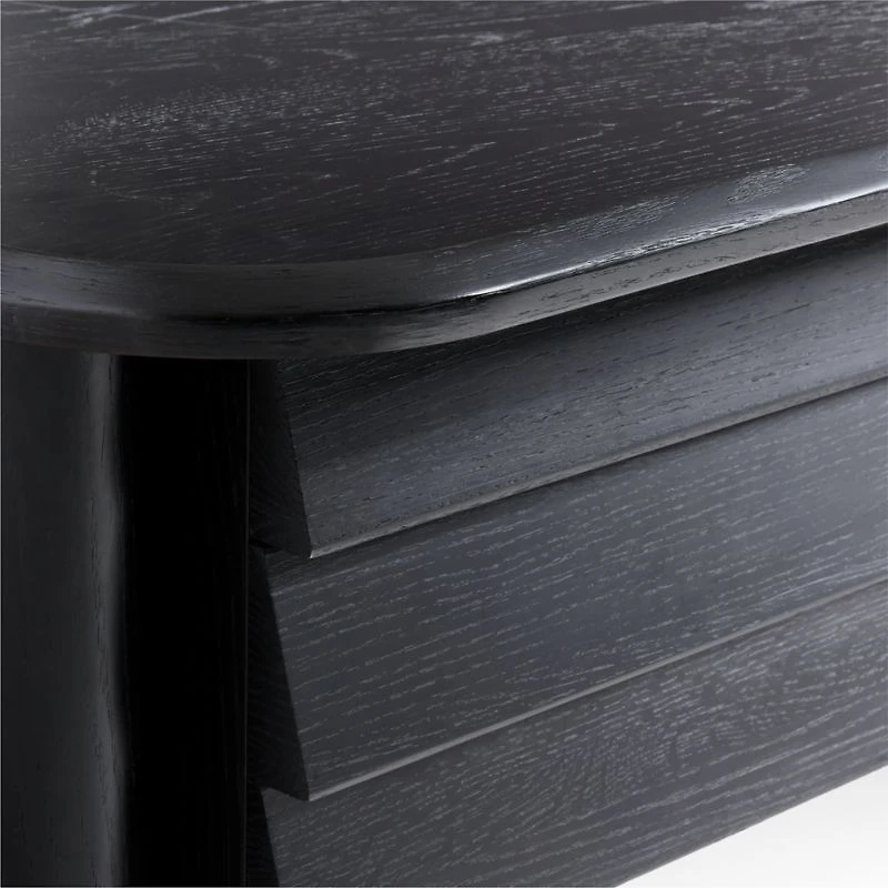 Gallerie 72.25" Black Oak Wood Curved Desk with Drawers