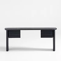 Gallerie 72.25" Black Oak Wood Curved Desk with Drawers