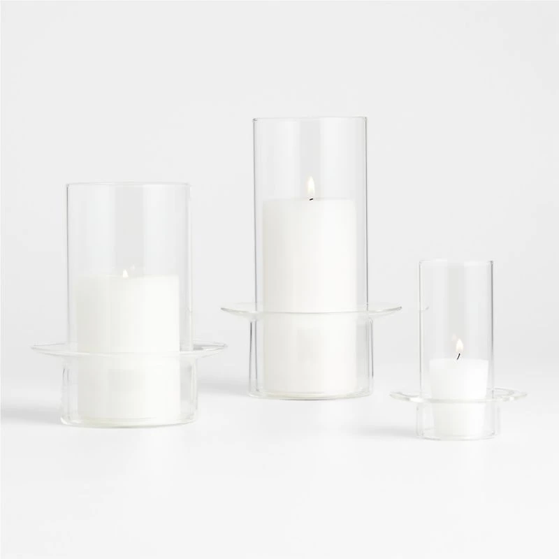 Gara Clear Glass Hurricane Candle Holder 7"