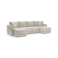 Gather Deep 3-Piece U-Shaped Sectional Sofa with Double Chaise Lounge