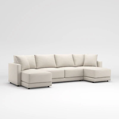 Gather Deep 3-Piece U-Shaped Sectional Sofa with Double Chaise Lounge