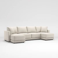 Gather Deep 3-Piece U-Shaped Sectional Sofa with Double Chaise Lounge