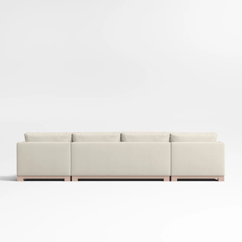 Gather Wood Base 3-Piece U-Shaped Sectional Sofa with Double Chaise Lounge