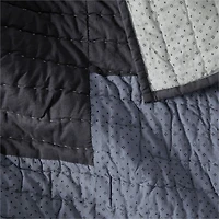 Gee's Bend Organic Cotton Midnight Navy Blue Checkerboard Quilted King Bed Pillow Sham