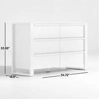 Gemini 55" Light Ash Wood 6-Drawer Wide Kids Dresser