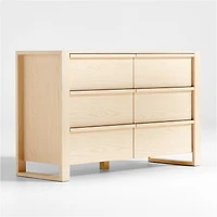 Gemini 55" Light Ash Wood 6-Drawer Wide Kids Dresser