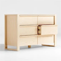 Gemini 55" Light Ash Wood 6-Drawer Wide Kids Dresser