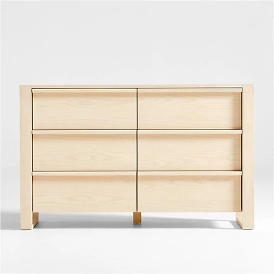 Gemini 55" Light Ash Wood 6-Drawer Wide Kids Dresser