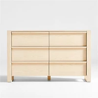 Gemini 55" Light Ash Wood 6-Drawer Wide Kids Dresser