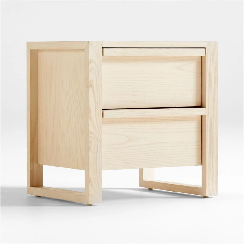Gemini Light Ash Wood 2-Drawer Kids Nightstand