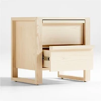 Gemini Light Ash Wood 2-Drawer Kids Nightstand