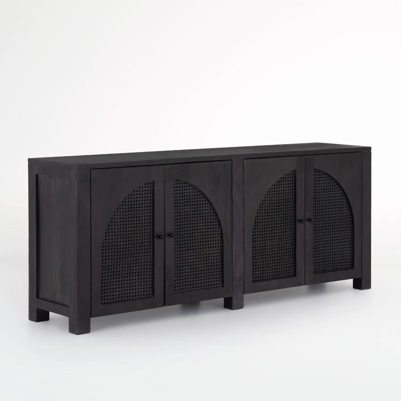 Geneva 78" Black Wood Credenza