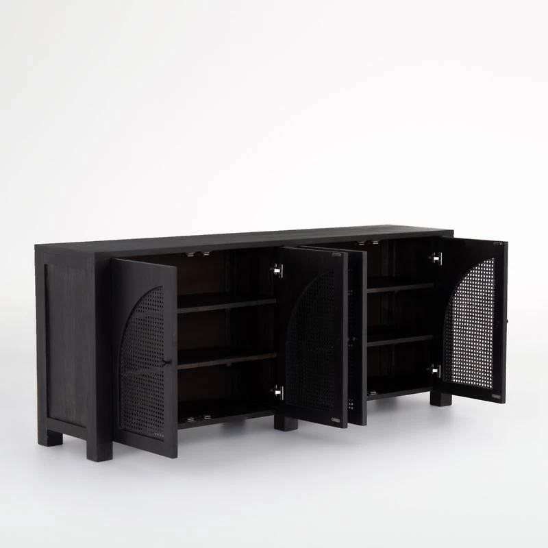 Geneva 78" Black Wood Credenza