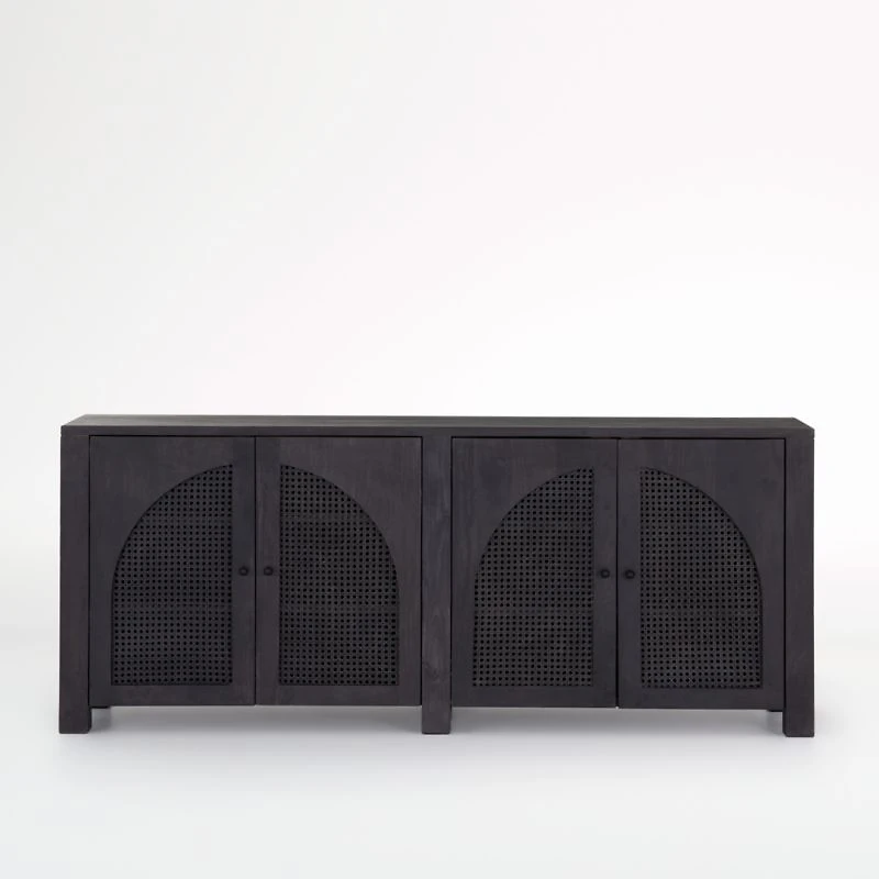 Geneva 78" Black Wood Credenza