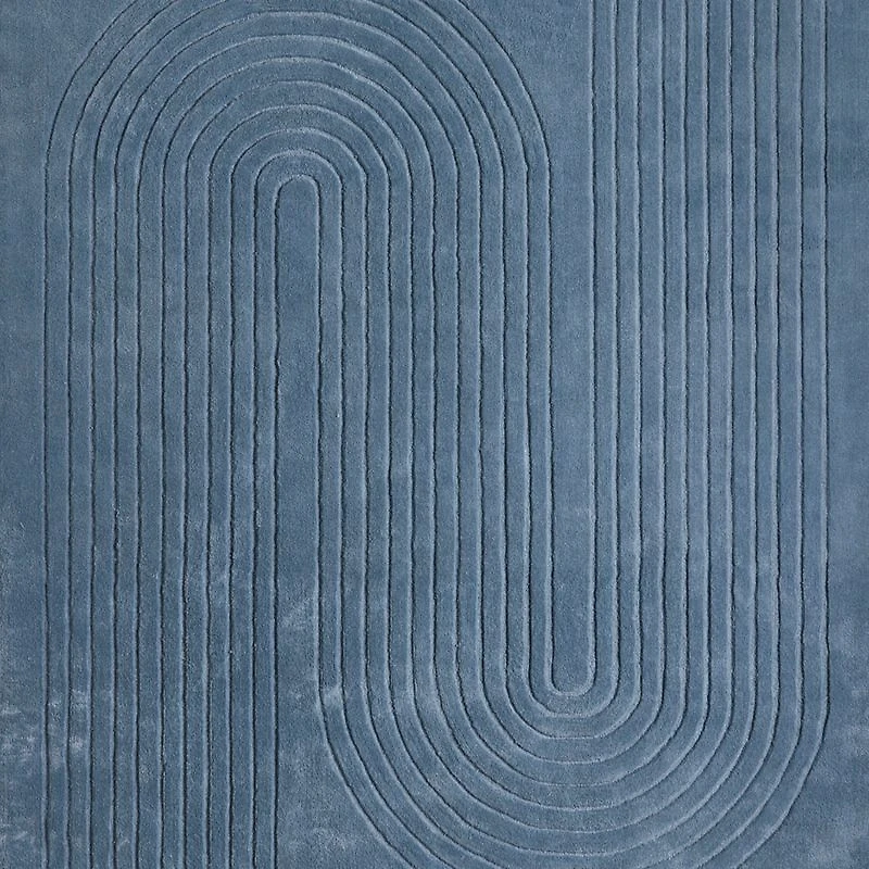 Geo Carved Slate Blue Kids Performance Area Rug 5'x8'