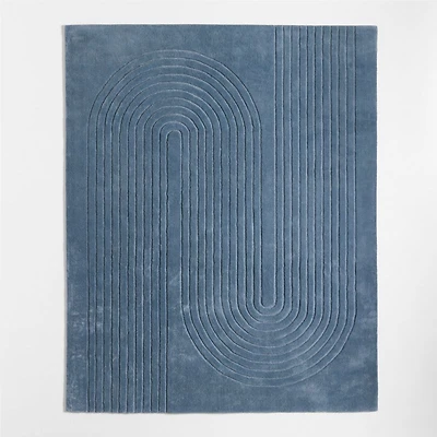 Geo Carved Slate Blue Kids Performance Area Rug 5'x8'