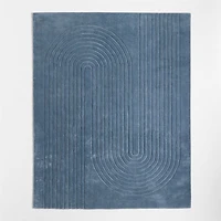 Geo Carved Slate Blue Kids Performance Area Rug 5'x8'