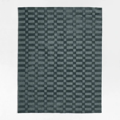 Geo Checker Slate Blue Performance Kids Area Rug 6'x9'