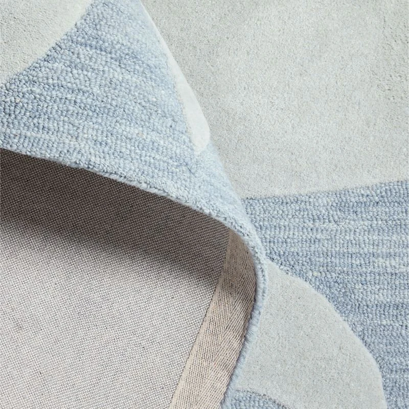 Geometric Cutout Blue Wool Kids Area Rug 5'x8'