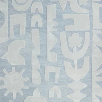 Geometric Cutout Blue Wool Kids Area Rug 5'x8'