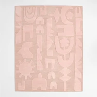 Geometric Cutout Pink Wool Kids Area Rug 5'x8'