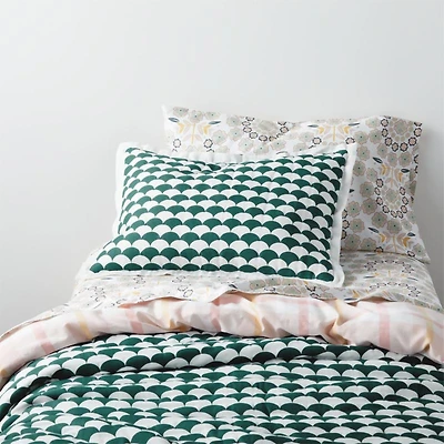 Geo-Fan Kids Organic Twin Teal Scallop Quilt