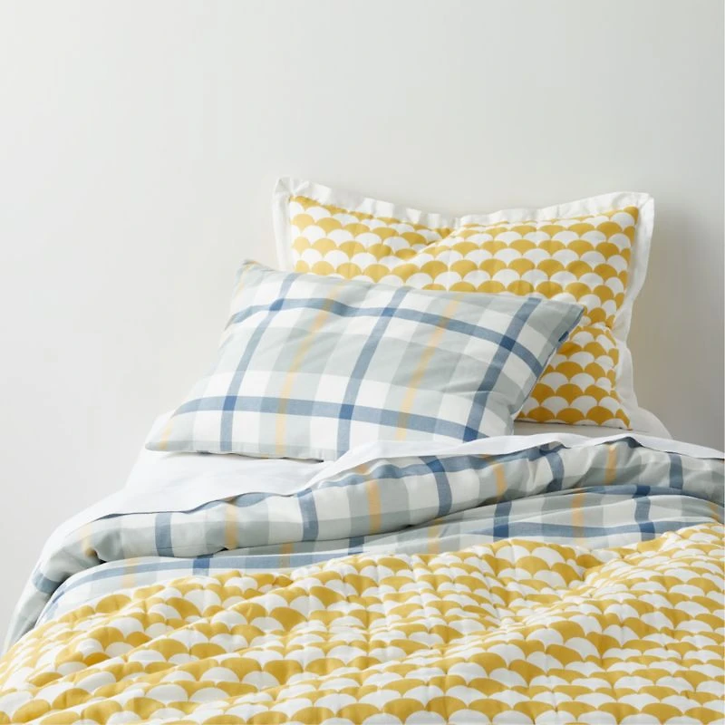 Adventure Organic Cotton Blue Plaid Kids Pillow Sham