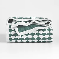 Geo-Fan Kids Organic Twin Teal Scallop Quilt
