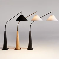 Gibson Natural Floor Lamp with Black Shade 81"