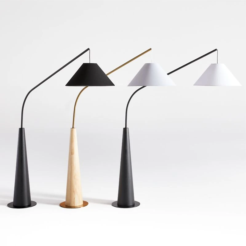 Gibson Natural Floor Lamp with Black Shade 81"