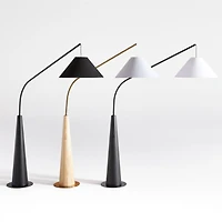 Gibson Natural Floor Lamp with Black Shade 81"