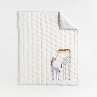 Giraffe Embroidered Hand-Quilted Organic Cotton Baby Crib Quilt