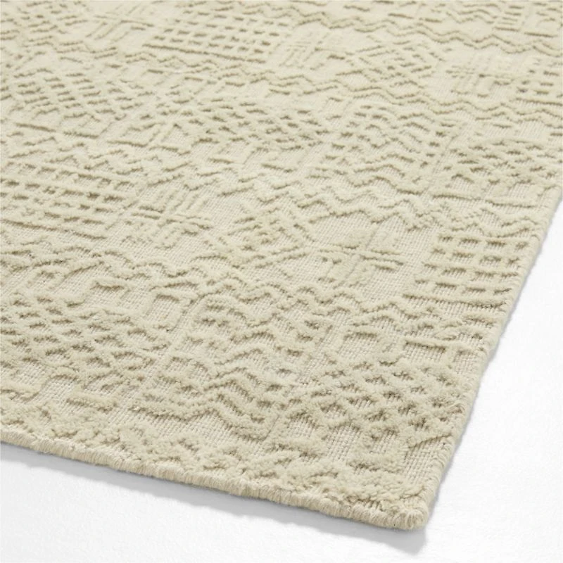 Girona Wool Handwoven Ivory Rug Swatch 12"x18"