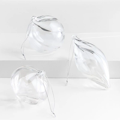 Glass Swirl Christmas Ornaments, Set of 3