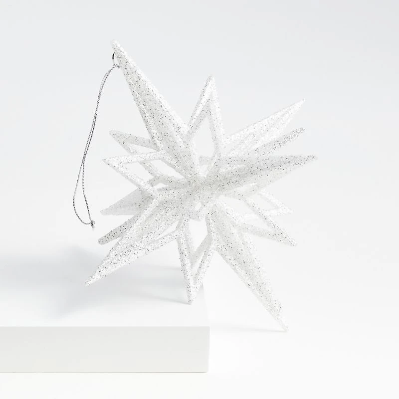 Radiant Glitter Silver Star Christmas Tree Ornament