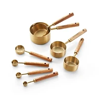 Acacia Wood and Gold Measuring Cups, Set of 4