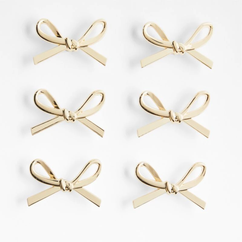 Gold Bow Knobs, Set of 6