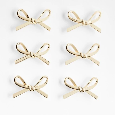 Gold Bow Knobs, Set of 6