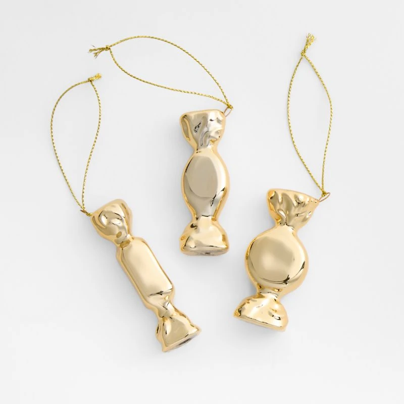Gold Candy Bites Christmas Ornaments, Set of 3