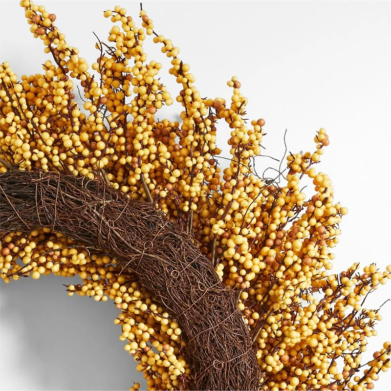 Faux Golden Yellow Mini Berry Wreath 32"